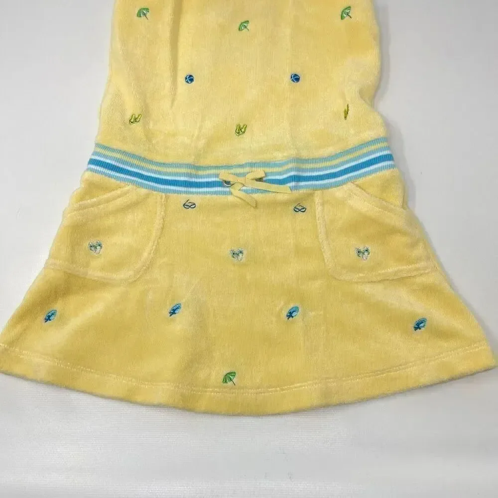 Gymboree Pool Party Yellow Embroidered Terry Dress Vintage 2004 18-24 Months